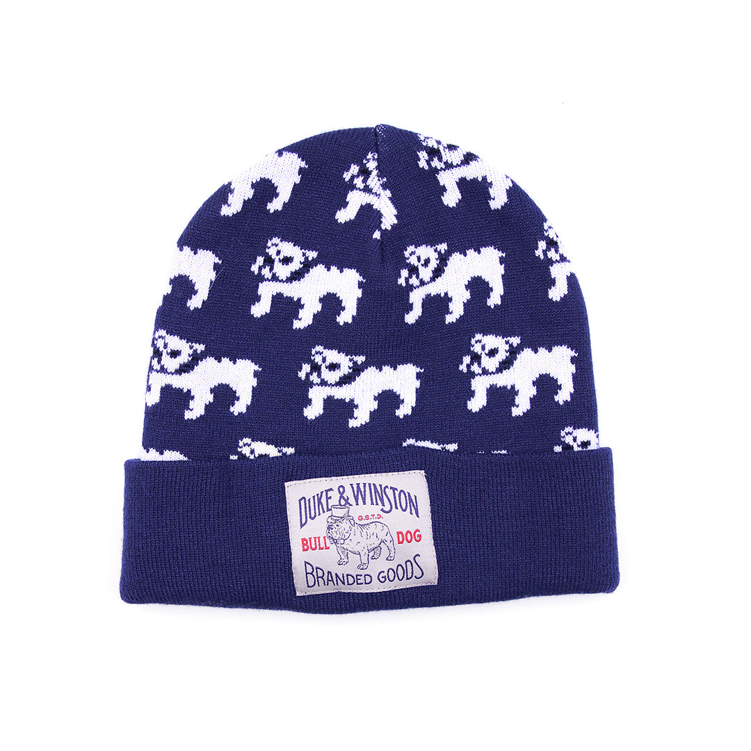 Woven Bulldog Beanie (Washed Navy)