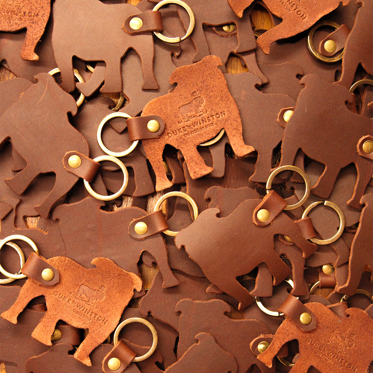 Leather Bulldog Keychain (Dark Brown)