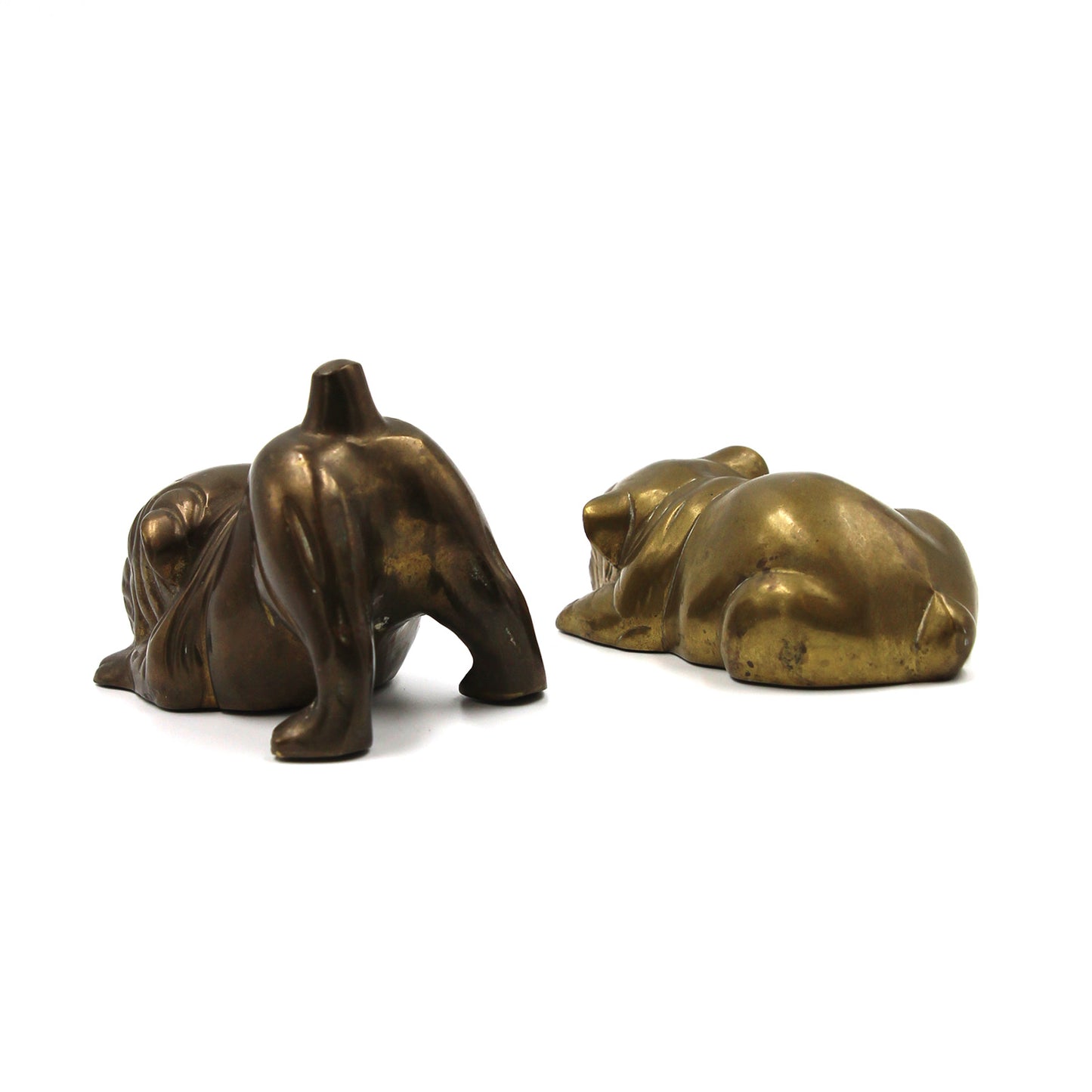 Vintage Pair of Brass Laying Bulldogs - SOLD