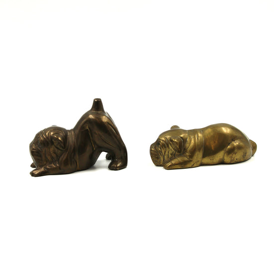 Vintage Pair of Brass Laying Bulldogs - SOLD