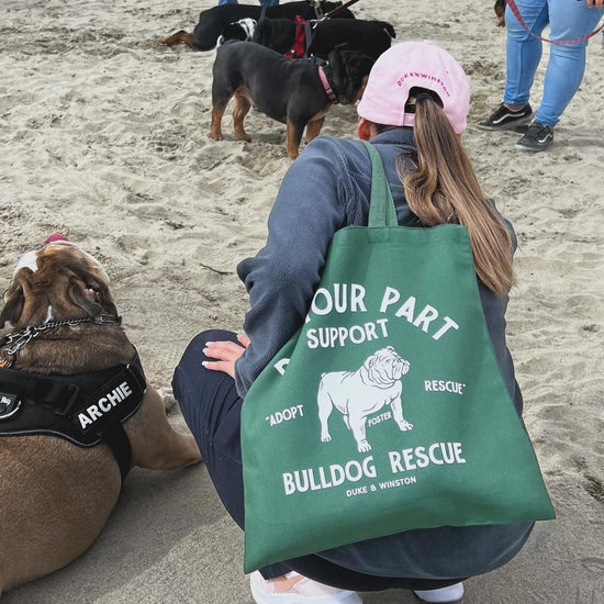 Bulldog Rescue Tote Bag (Forest Green)