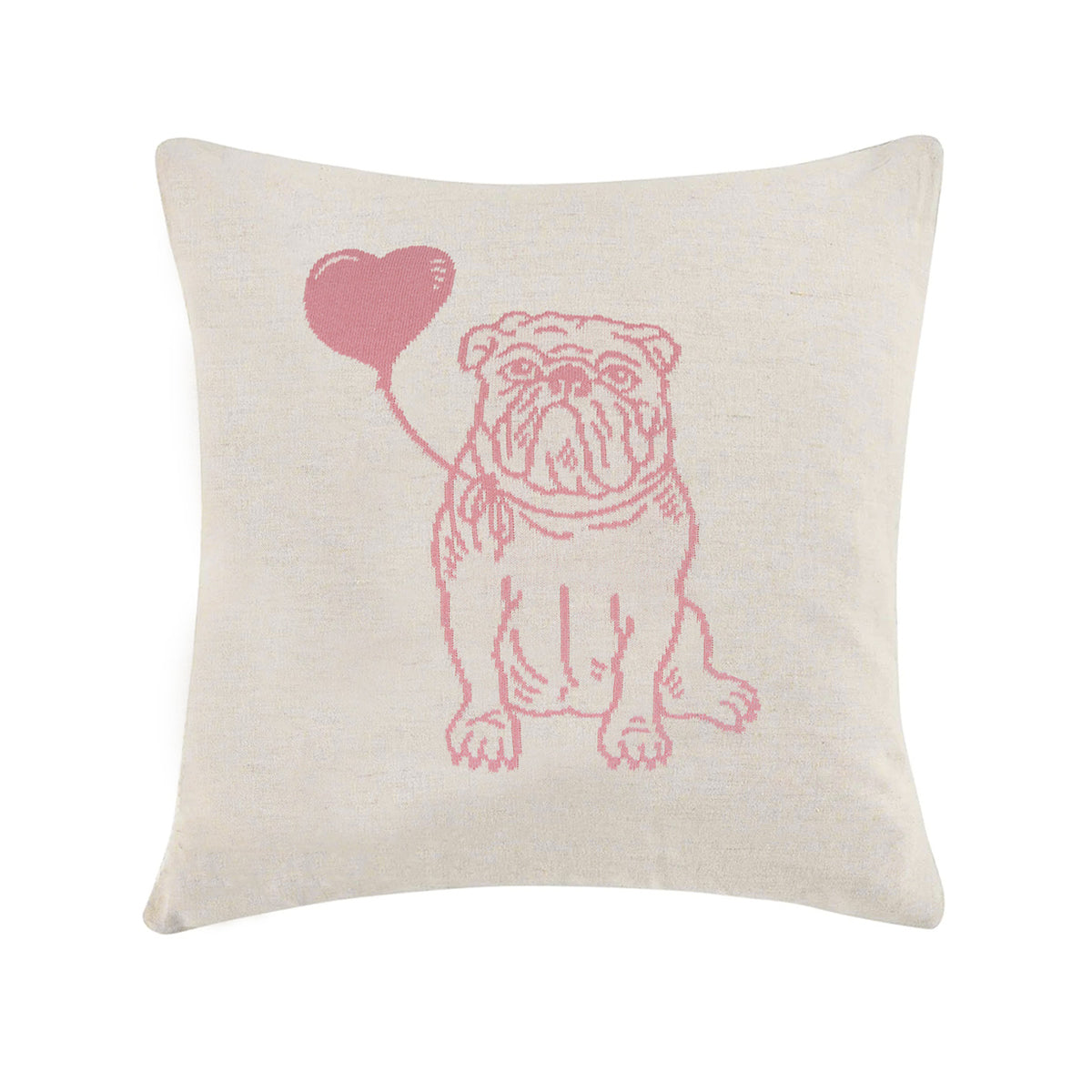 Bulldog Love Throw Pillow (Ivory)