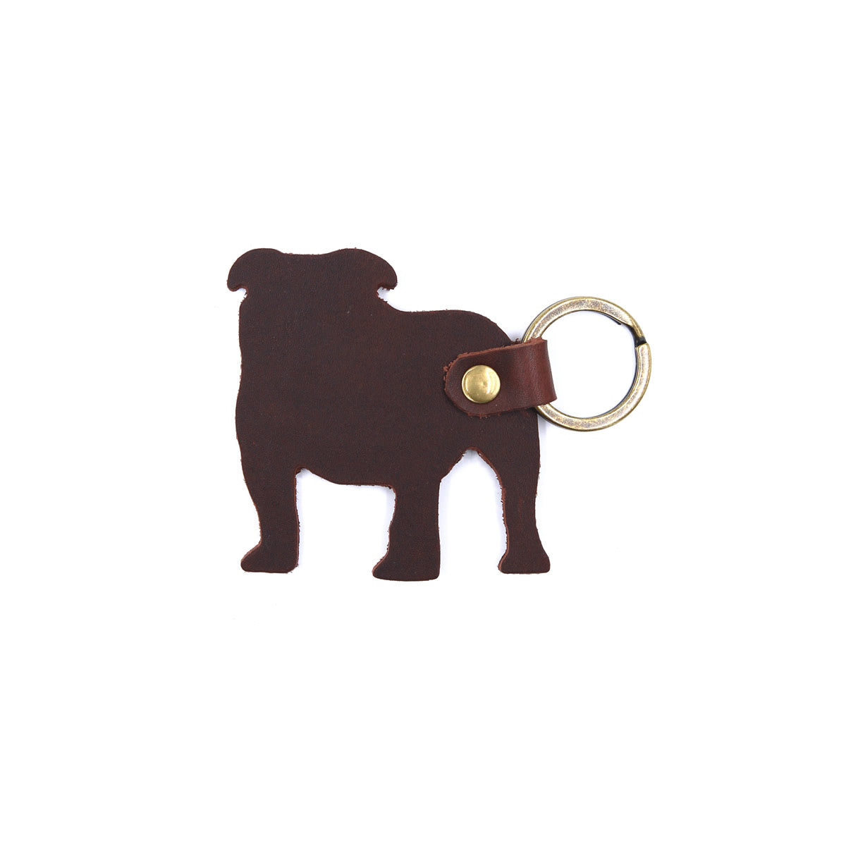 Leather Bulldog Keychain (Dark Brown)