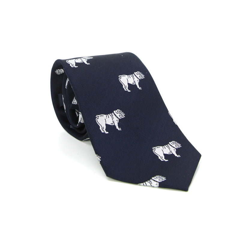 Woven Bulldog Tie (Dark Navy)