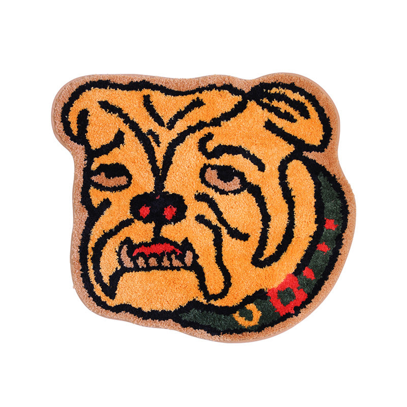 Bulldog Head Tufted Rug (Orange)
