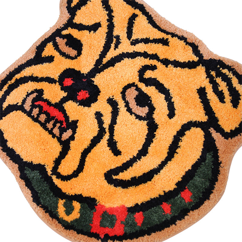 Bulldog Head Tufted Rug (Orange)