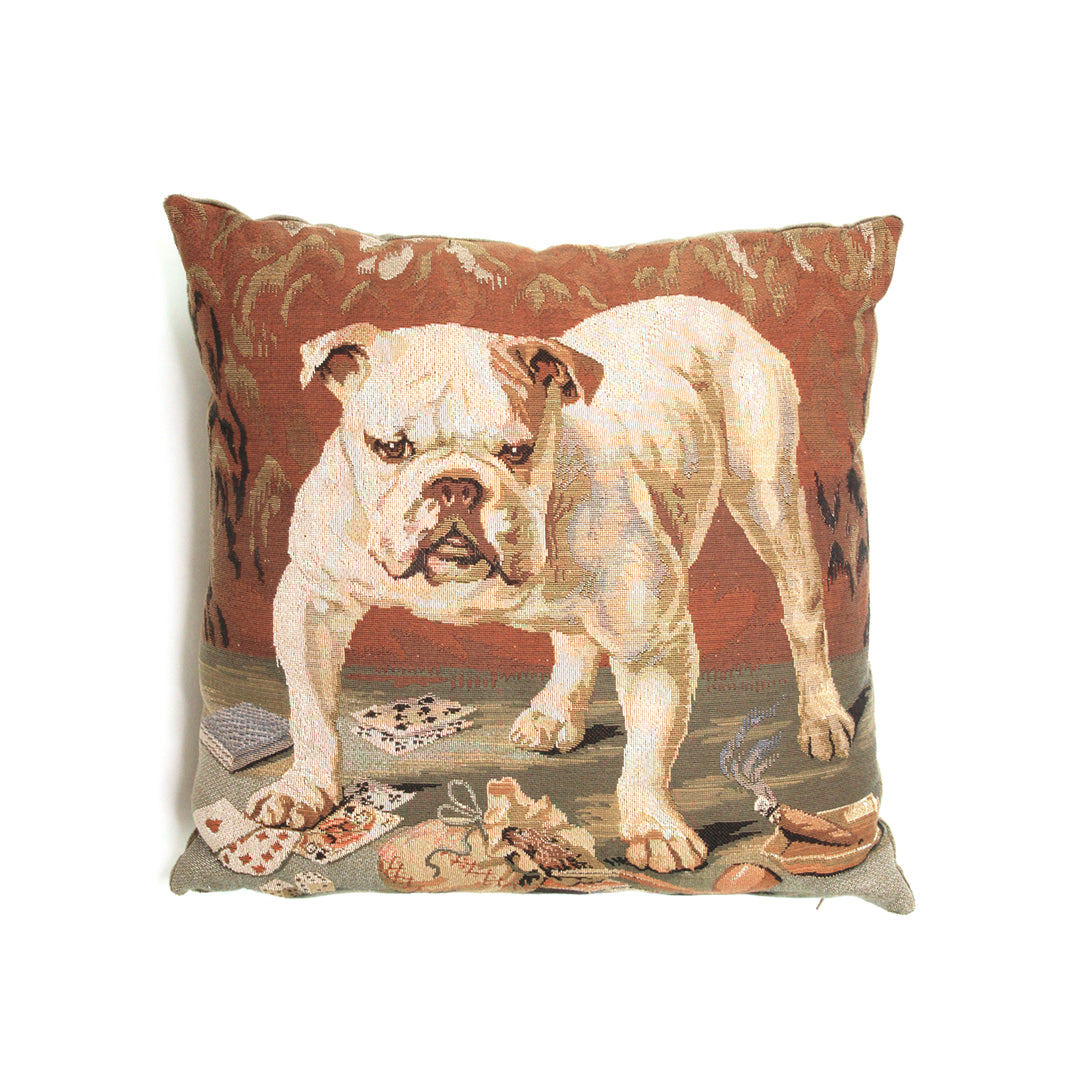 Needlepoint Bulldog Throw Pillow - SOLD