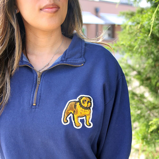 Bulldog Patch Quarter Zip (Navy)