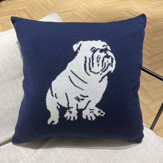 Bulldog Spirit Throw Pillow (Navy)