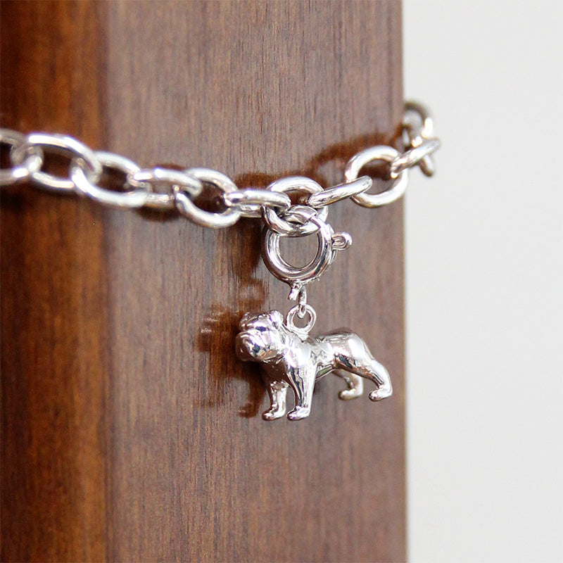 Silver Standing Bulldog Charm