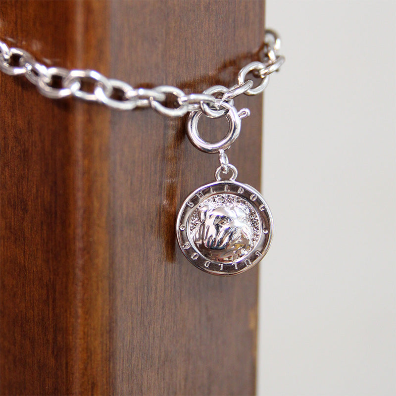 Silver Bulldog Crest Charm