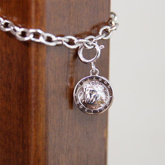 Silver Bulldog Crest Charm