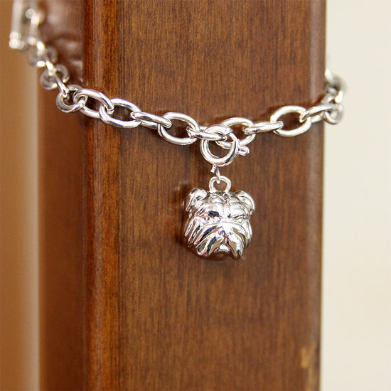 Silver Bulldog Head Charm