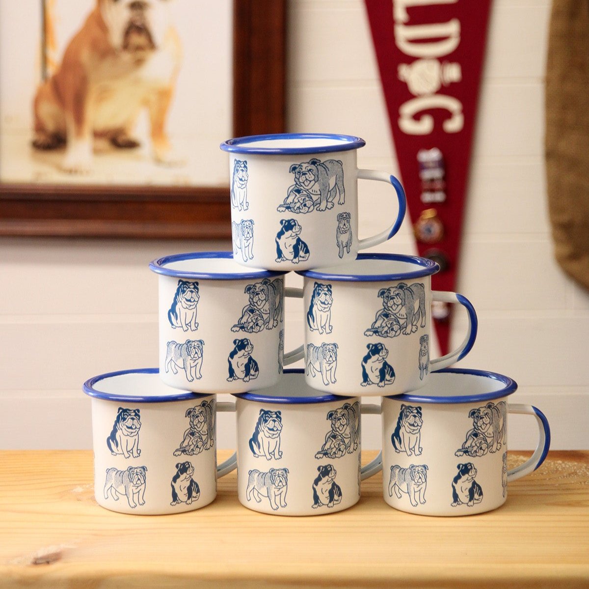 Bulldog Collage Enamel Mug