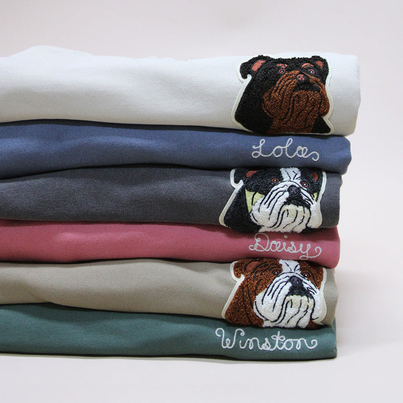 Custom Bulldog Patch & Chainstitch Sweatshirt