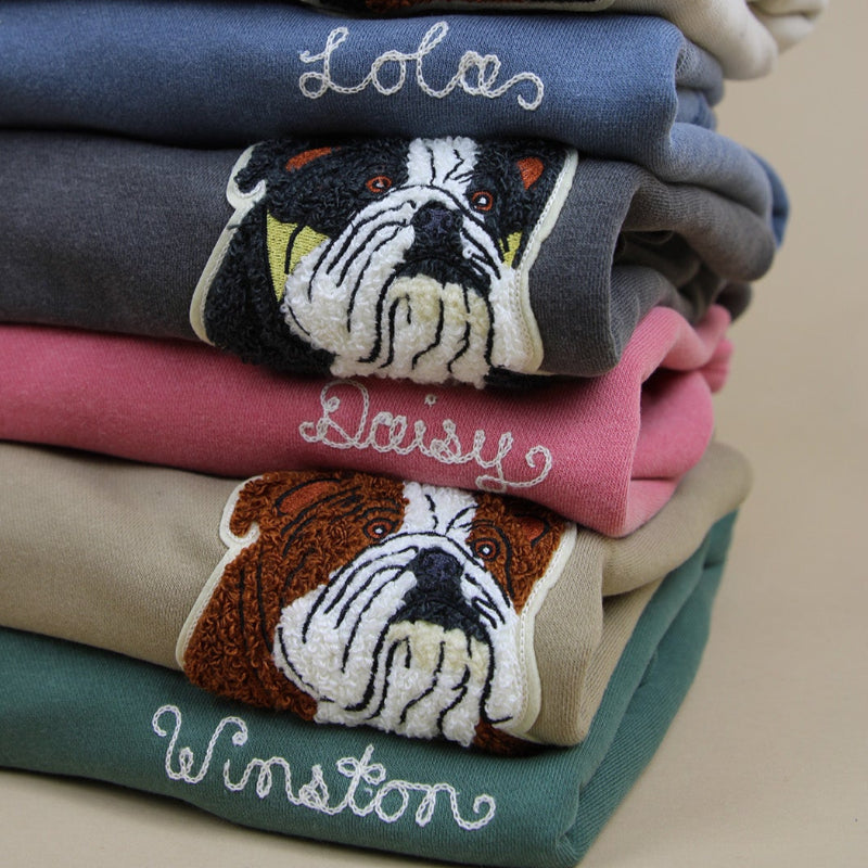 Custom Bulldog Patch & Chainstitch Sweatshirt