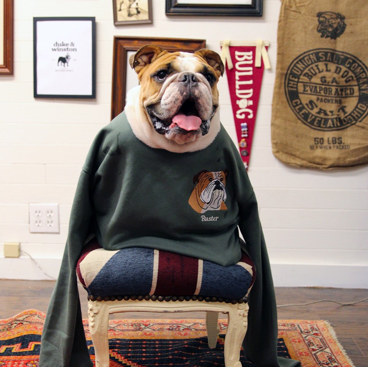 Custom Embroidered Bulldog Sweatshirt