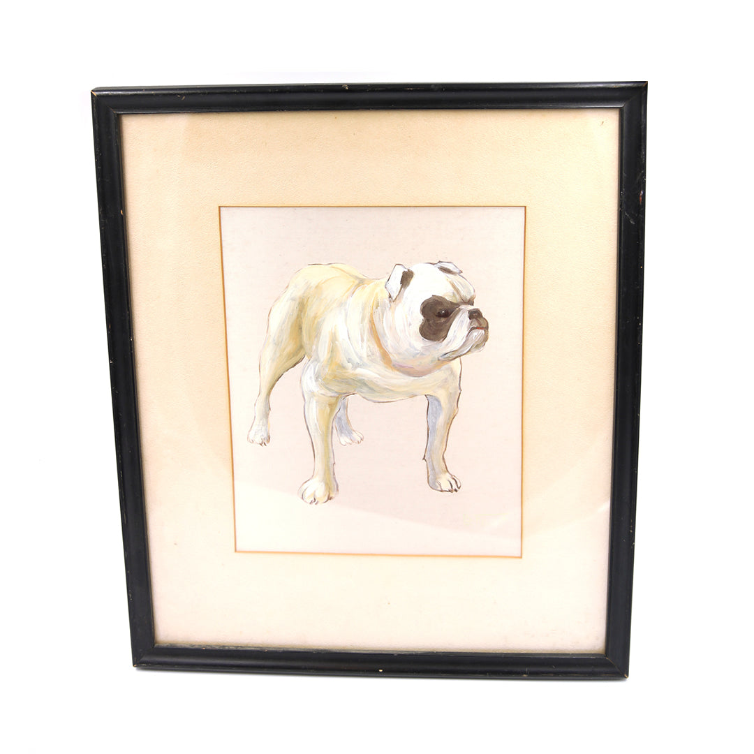 Bulldog Painting On Silk By Eugene La Foret (1920)