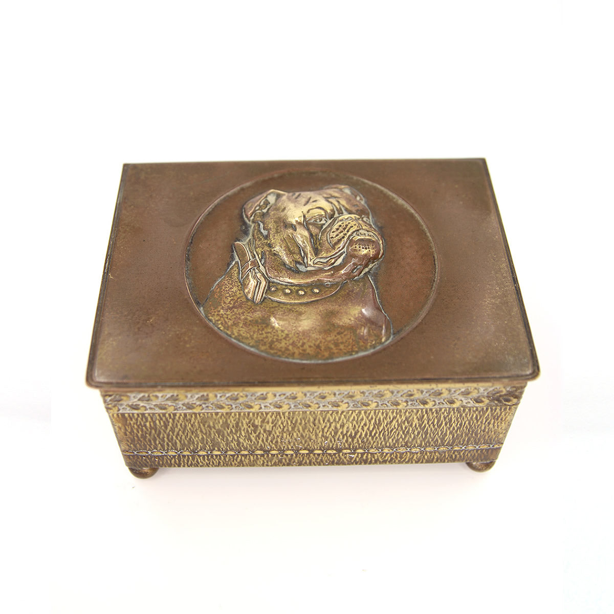 Brass & Copper Bulldog Cigar Box (c.1920) - SOLD
