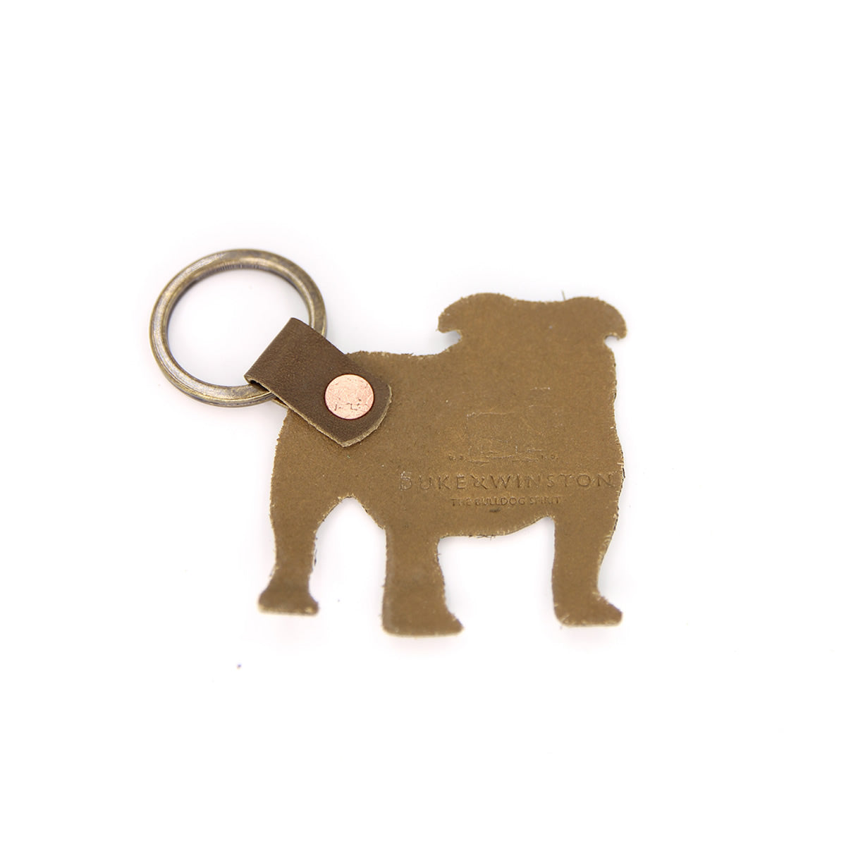Leather Bulldog Keychain (Olive)