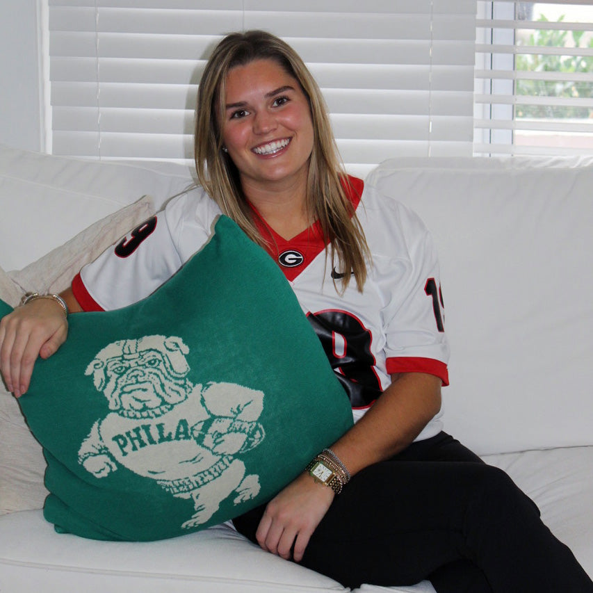 Phila Bulldog Throw Pillow (Kelly Green)