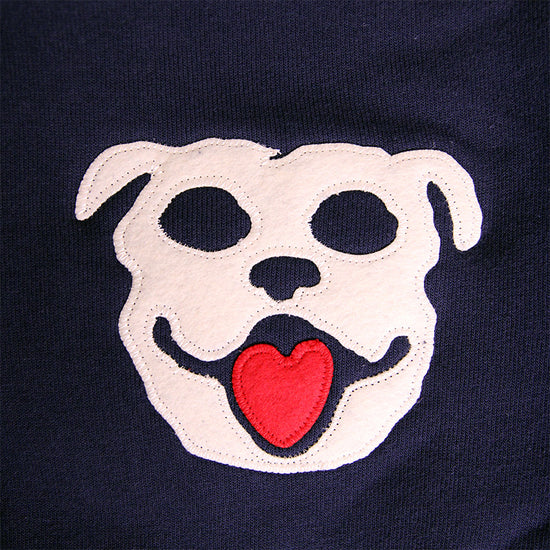 Bulldog Heart Patch Hoodie (Navy)