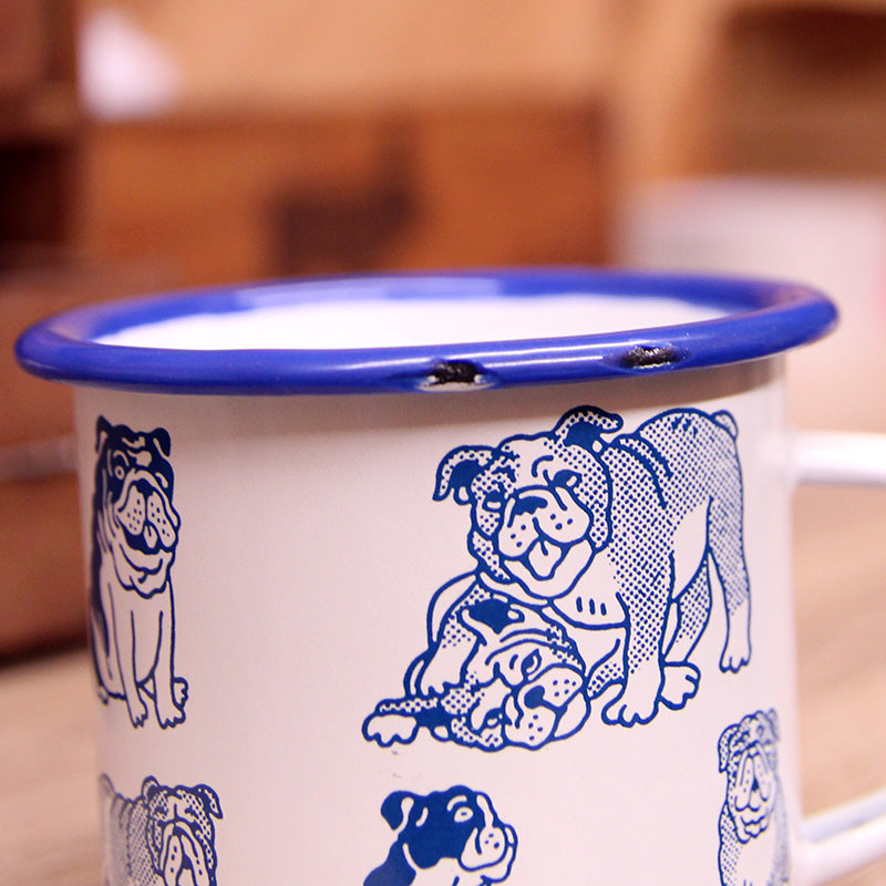 Bulldog Collage Enamel Mug (Chipped)