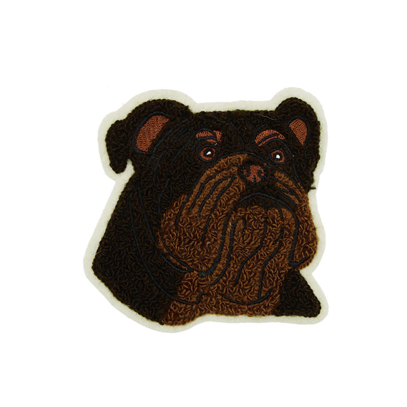 Bulldog Head Chenille Patch (Chocolate)