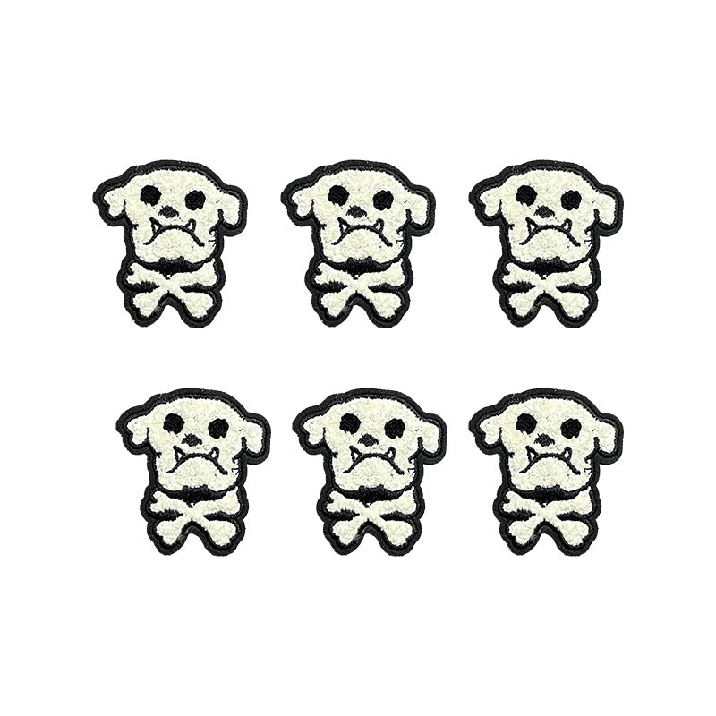 6 Mini Bulldog & Bones Chenille Patches