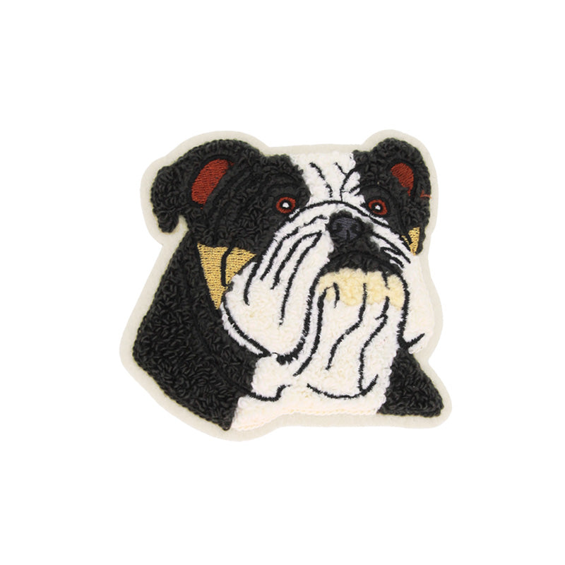 Bulldog Head Chenille Patch (Black Tri)