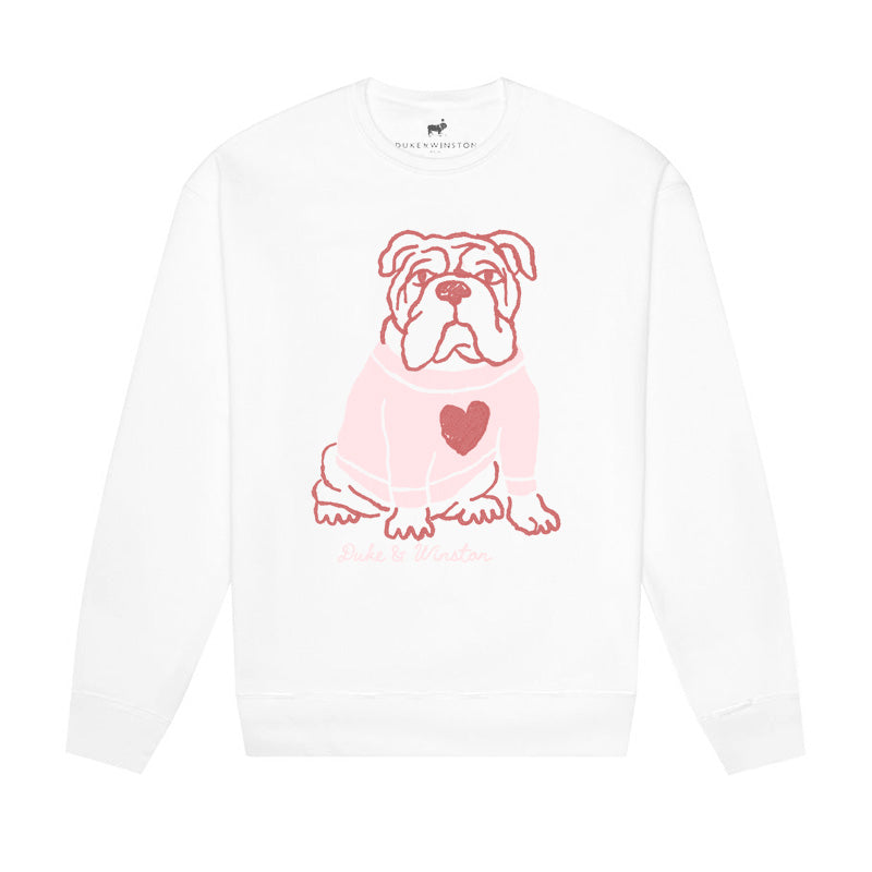 Bulldog Heart Sweatshirt (White)