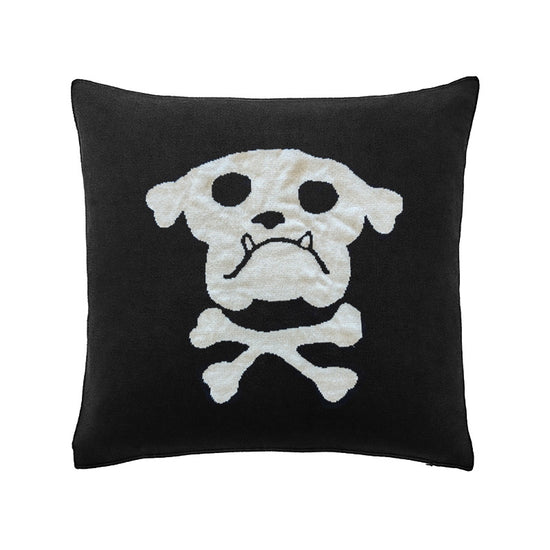 Bulldog & Bones Pillow (Black)