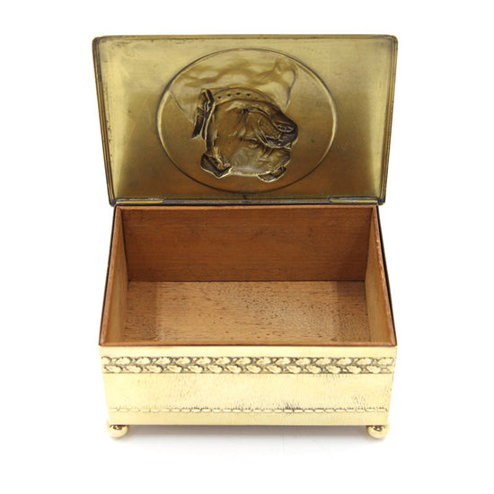 Vintage Brass Bulldog Cigar Box - SOLD