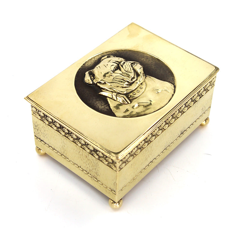 Vintage Brass Bulldog Cigar Box - SOLD