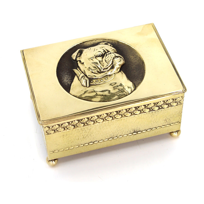 Vintage Brass Bulldog Cigar Box - SOLD