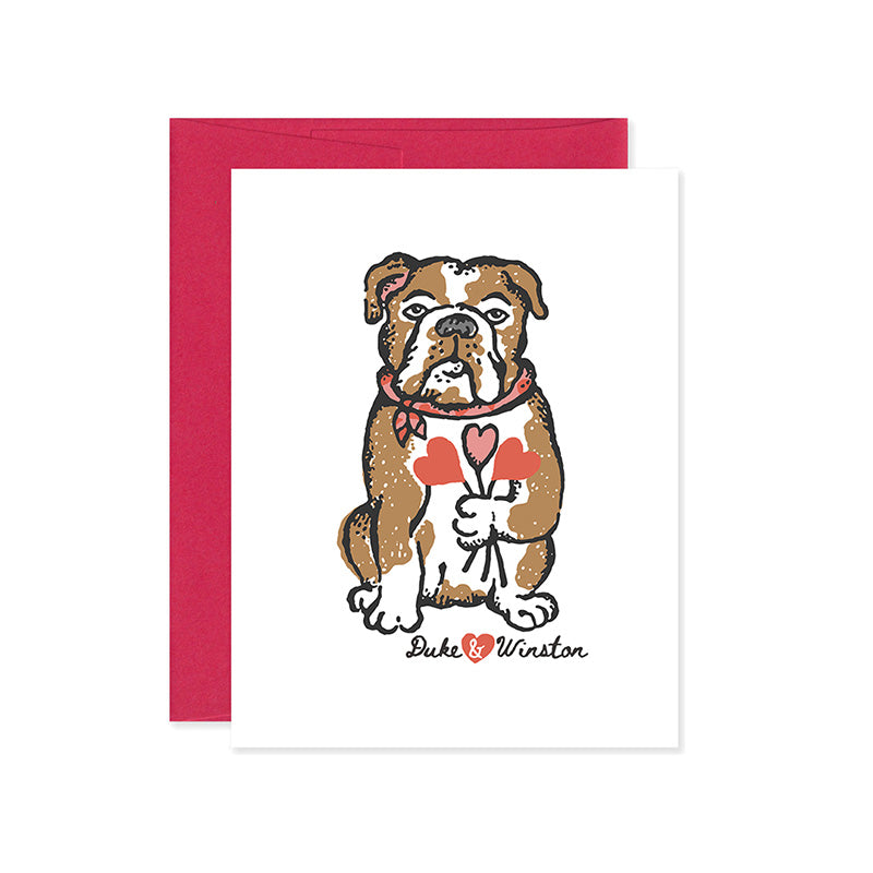 Bulldog Flowers Card