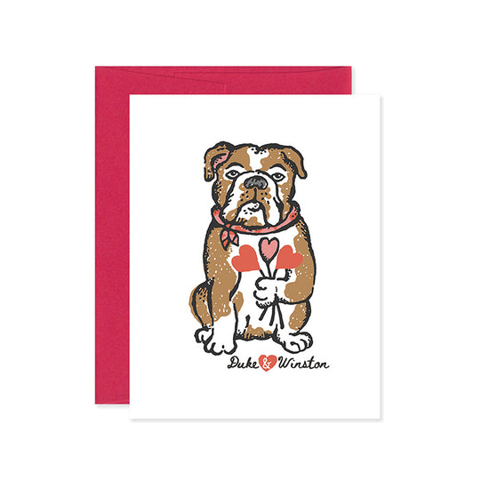 Bulldog Flowers Card