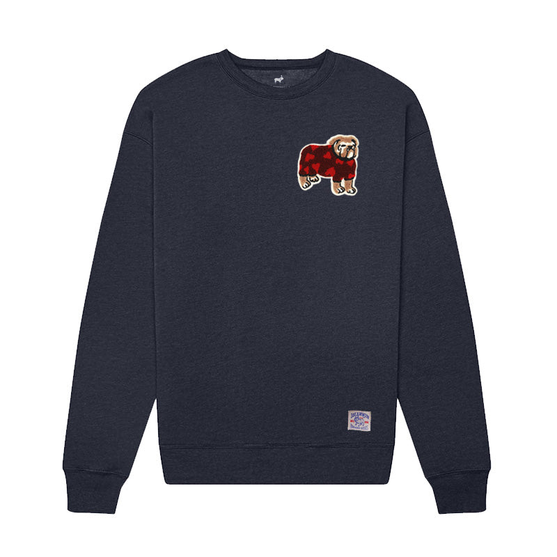 Bulldog Hearts Patch Sweatshirt (Heather Navy)