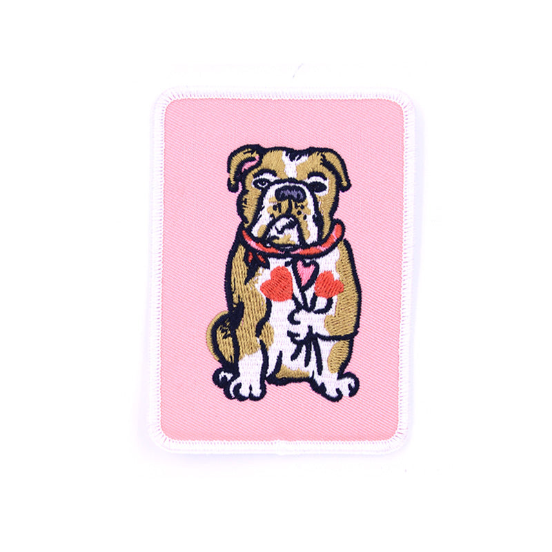 Bulldog Heart Flowers Patch