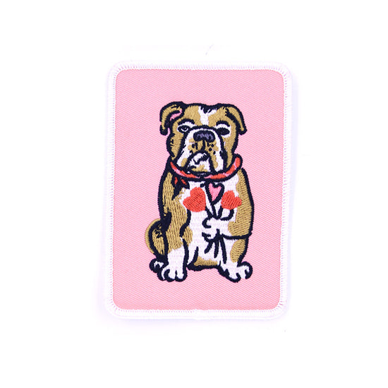 Bulldog Heart Flowers Patch