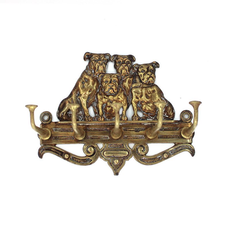 Vintage Cast Iron Bulldogs Wall Rack - SOLD