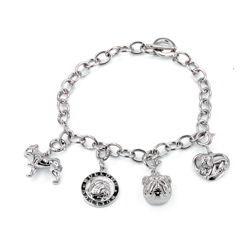 Silver Bulldog Charm Bracelet