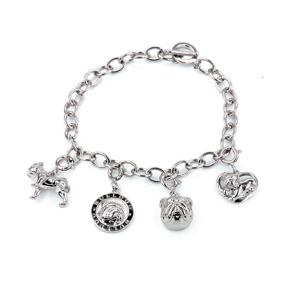 Silver Bulldog Charm Bracelet