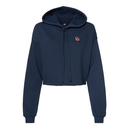 Ladies Mini Bulldog Patch Crop Hoodie (Navy)