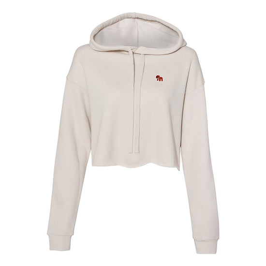 Ladies Mini Bulldog Patch Crop Hoodie (Heather Dust)