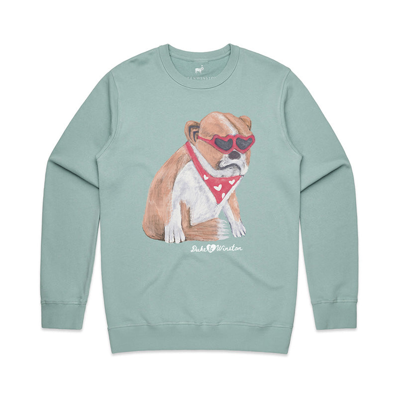 Bulldog Love Sweatshirt (Dusty Blue)