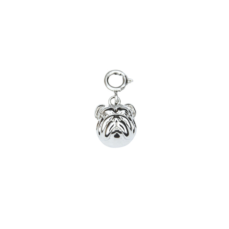 Silver Bulldog Head Charm