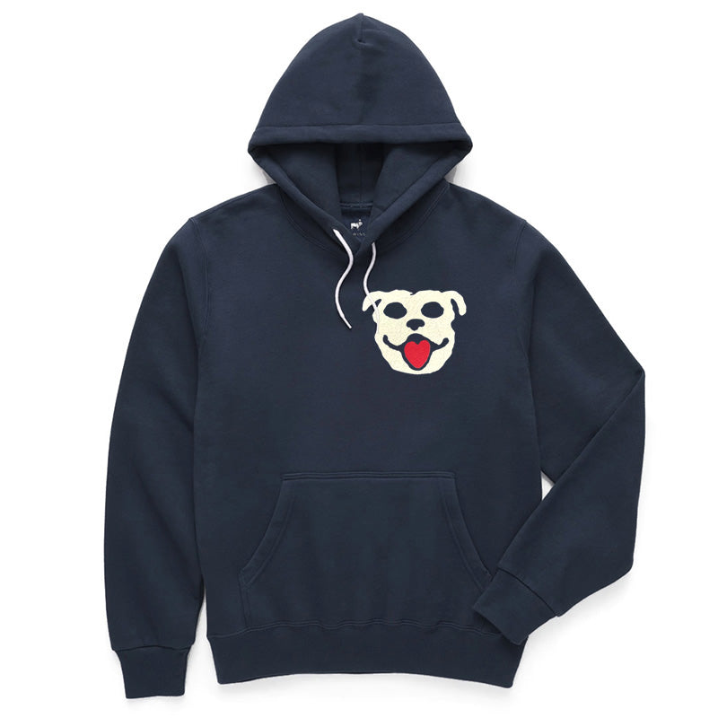 Bulldog Heart Patch Hoodie (Navy)