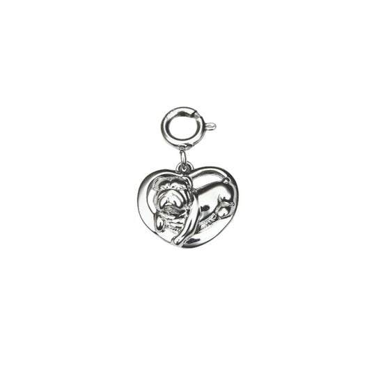 Silver Bulldog Heart Charm