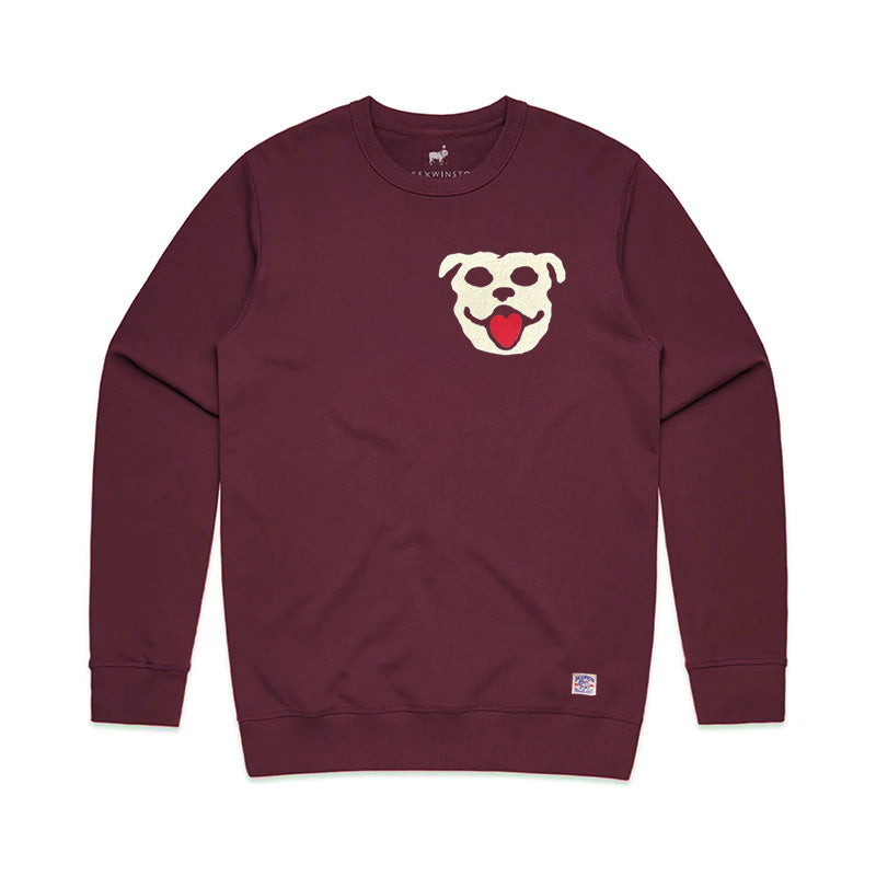 Bulldog Heart Patch Sweatshirt (Maroon)